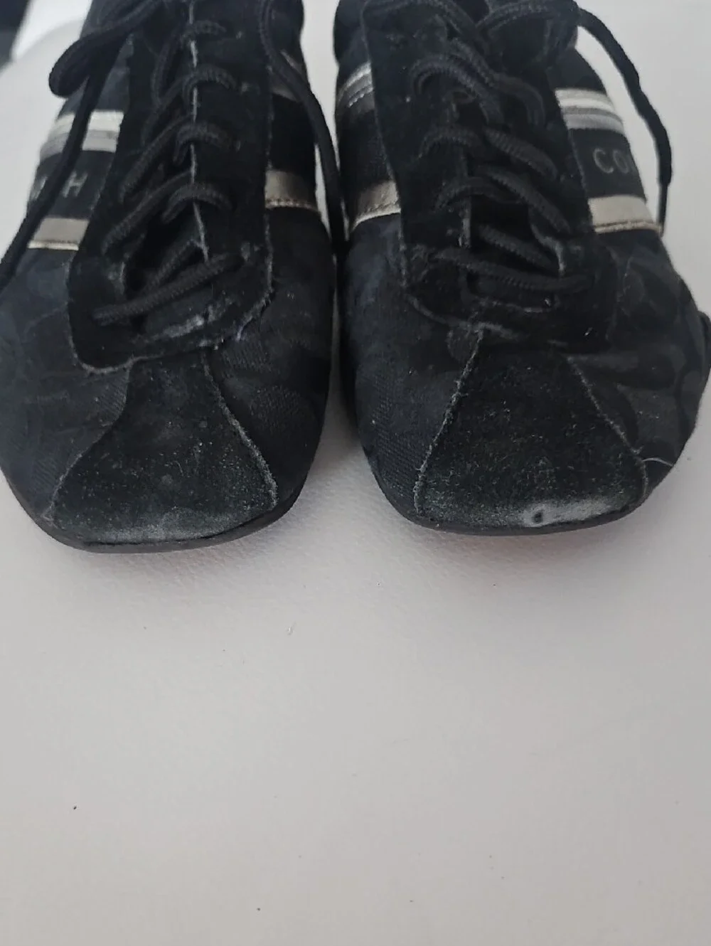 Coach Womens Jayme Black Sneakers with Silver Trim